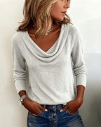 Emerald | Women's Knit Cowl Neck Pullover Sweater