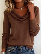Emerald | Women's Knit Cowl Neck Pullover Sweater
