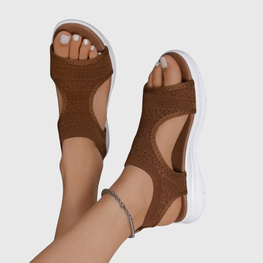 Knit Cut Out Peep Toe Lightweight Platform Sandal