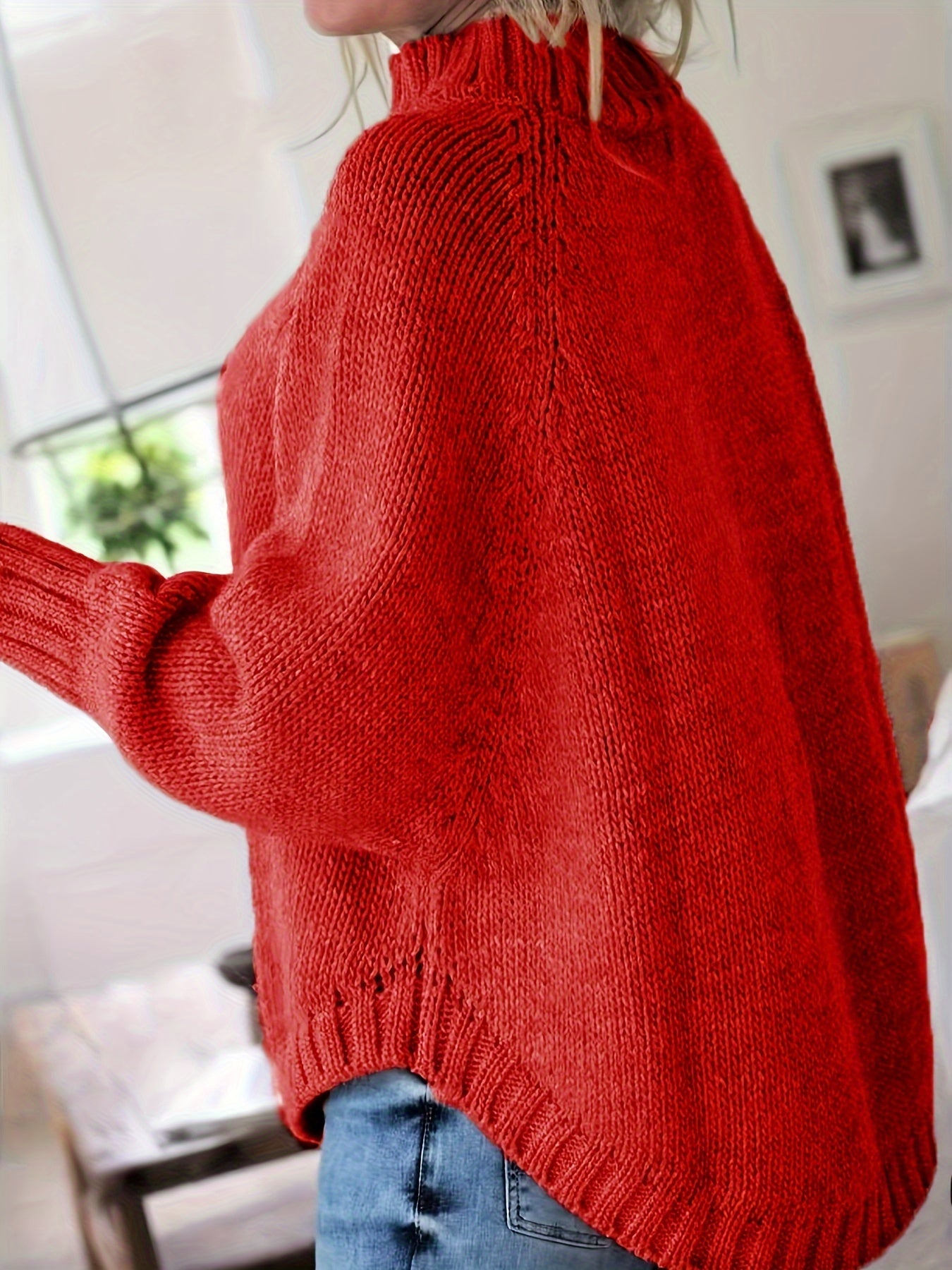 Wren | Women's Wool Cable Knit High-Neck Sweater with Flared Hem for Casual Fall Wear