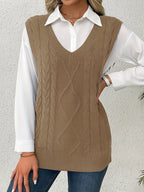 Delaney | Women's Cable Knit V-Neck Sweater Vest