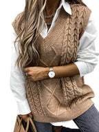 Delaney | Women's Cable Knit V-Neck Sweater Vest