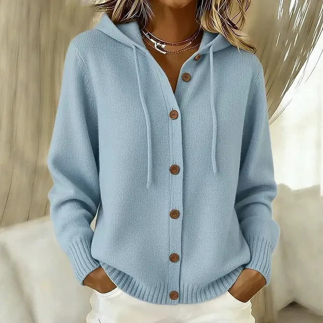Marigold | Women's Hooded Button-Front Knit Cardigan Sweater