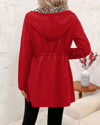 Genevieve | Women's Long Hooded Rain Jacket with Leopard Print Lining