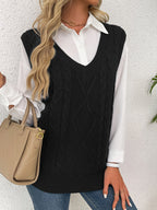 Delaney | Women's Cable Knit V-Neck Sweater Vest