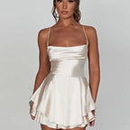 Fitted Ruched Tiered Mini Homecoming Dress