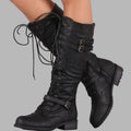 Isabeau | Women’s Lace Up Buckle Knee High Combat Boots