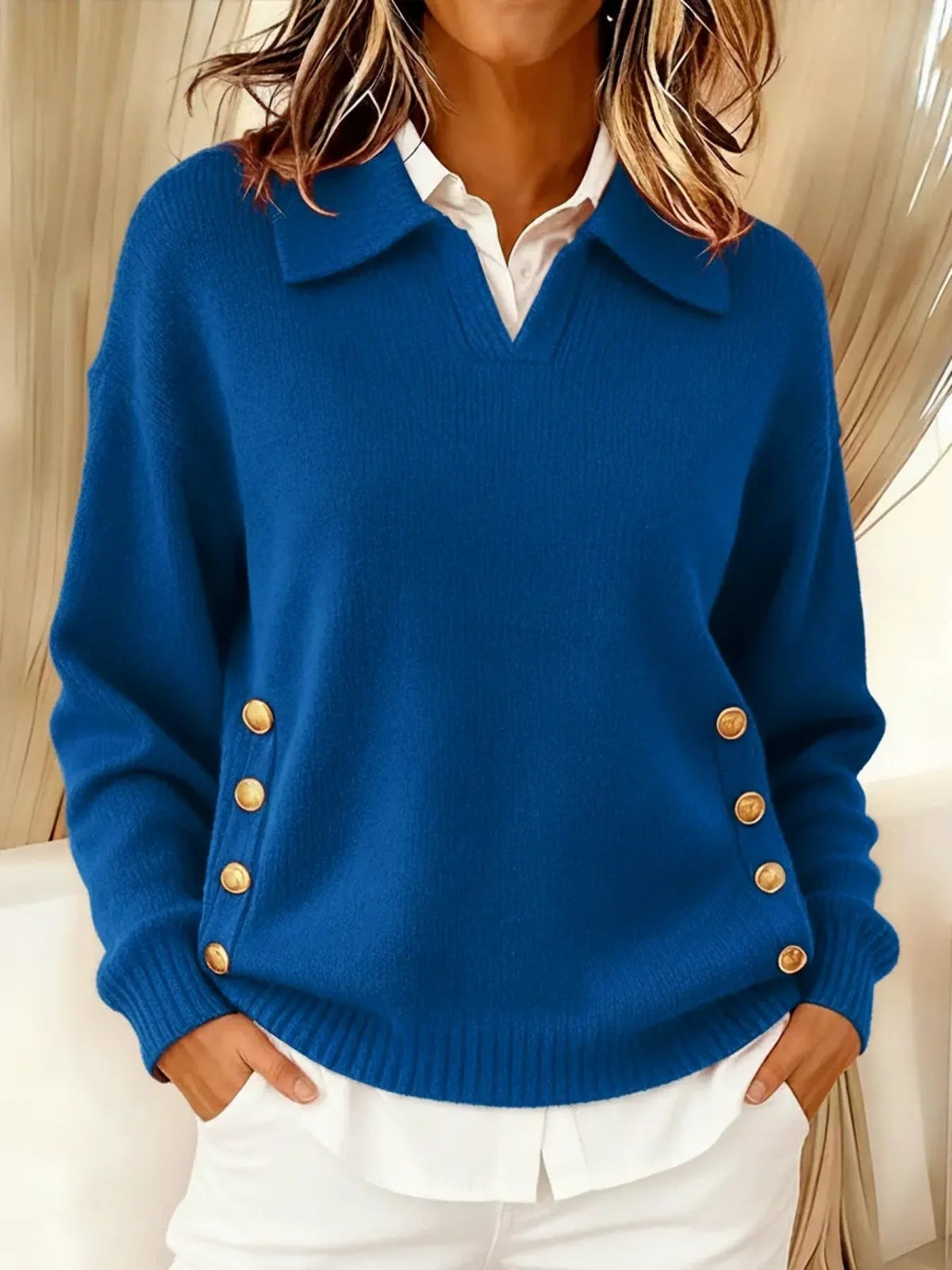 Seraphina | Women's Polo Sweater with a Collared V-Neck