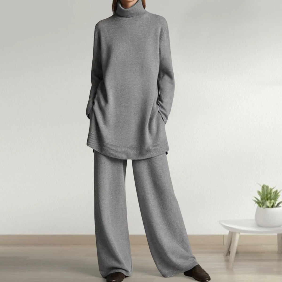 Marguerite | Women's Turtleneck Sweater and Wide Leg Pants Set