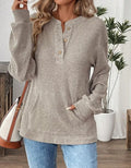 Delphine | Women’s Ribbed Knit Henley Sweater