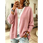 Florence | Women's Oversized Open Knit Cardigan with Patch Pockets
