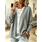 Florence | Women's Oversized Open Knit Cardigan with Patch Pockets