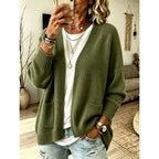 Florence | Women's Oversized Open Knit Cardigan with Patch Pockets