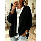 Florence | Women's Oversized Open Knit Cardigan with Patch Pockets