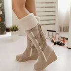 Rosalind | Women’s Winter Knee High Wedge Boots with Tassel Detail