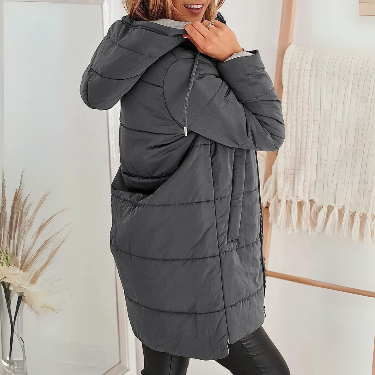 Freida | Women's Long Quilted Puffer Coat with Hood