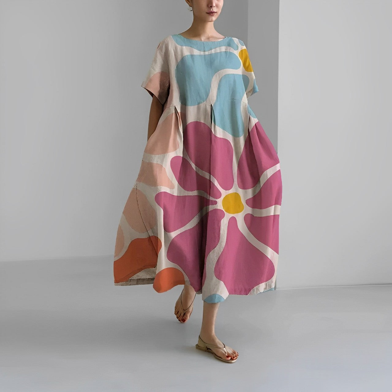 Vibrant Loose Fit Floral Summer Dress