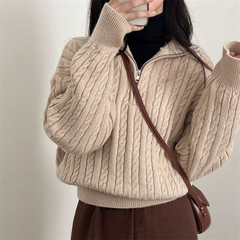 Winslow | Women’s Quarter Zip Cable Knit Cropped Sweater