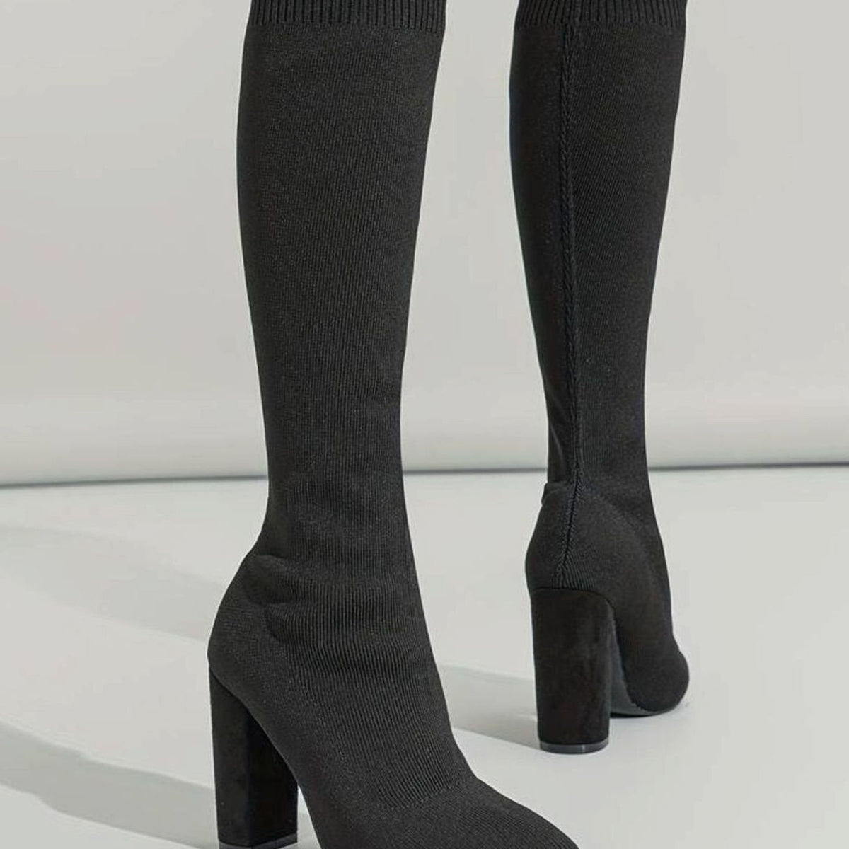 Octavia | Women’s Stretch Pointed Toe Knee High Block Heel Boots