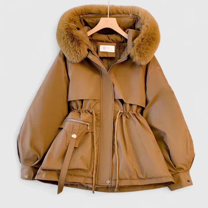 Coraline | Women's Fur Hood Parka Jacket with Drawstring Waist