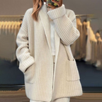 Beatrix | Women's Ribbed Knit Shawl Collar Cardigan with Pockets