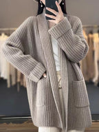 Beatrix | Women's Ribbed Knit Shawl Collar Cardigan with Pockets