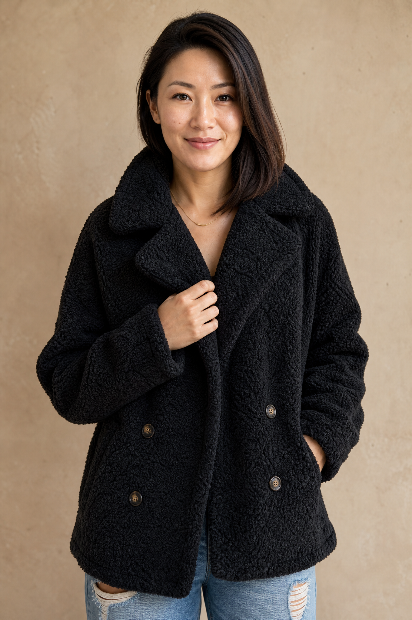 Harlow | Women's Double-Breasted Teddy Fleece Jacket