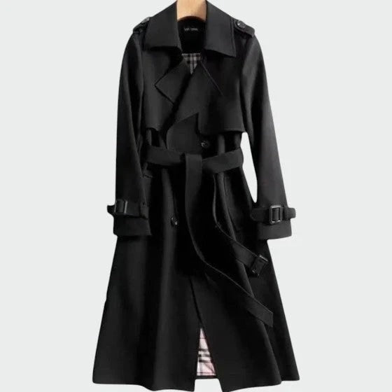 Philippa | Women's Long Trench Coat with Double Breasted Front and Belt