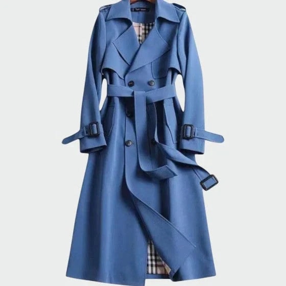 Philippa | Women's Long Trench Coat with Double Breasted Front and Belt
