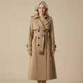Philippa | Women's Long Trench Coat with Double Breasted Front and Belt