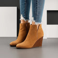 Annabelle | Women's Suede Side Zip Wedge Ankle Boots