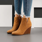 Annabelle | Women's Suede Side Zip Wedge Ankle Boots
