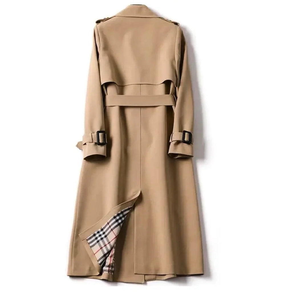 Philippa | Women's Long Trench Coat with Double Breasted Front and Belt