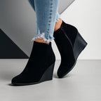 Annabelle | Women's Suede Side Zip Wedge Ankle Boots