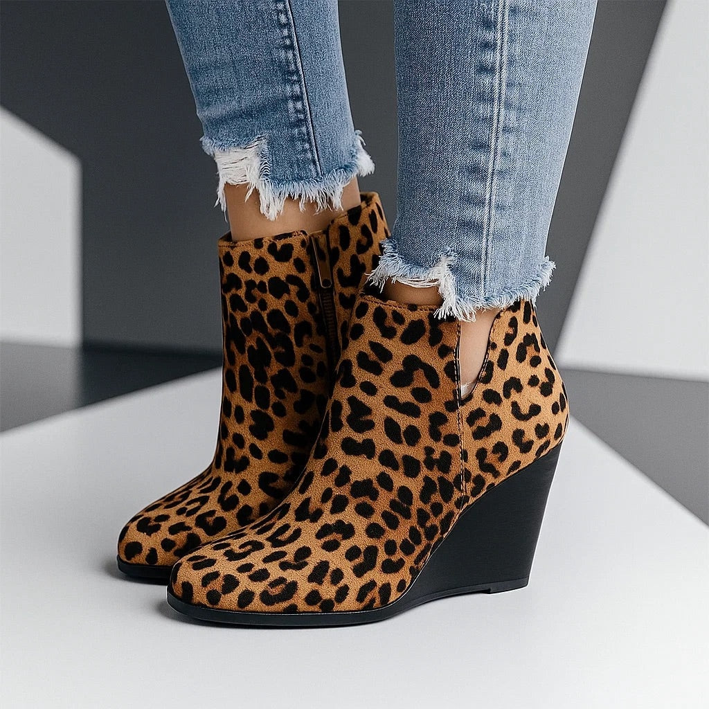 Annabelle | Women's Suede Side Zip Wedge Ankle Boots