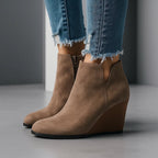 Annabelle | Women's Suede Side Zip Wedge Ankle Boots