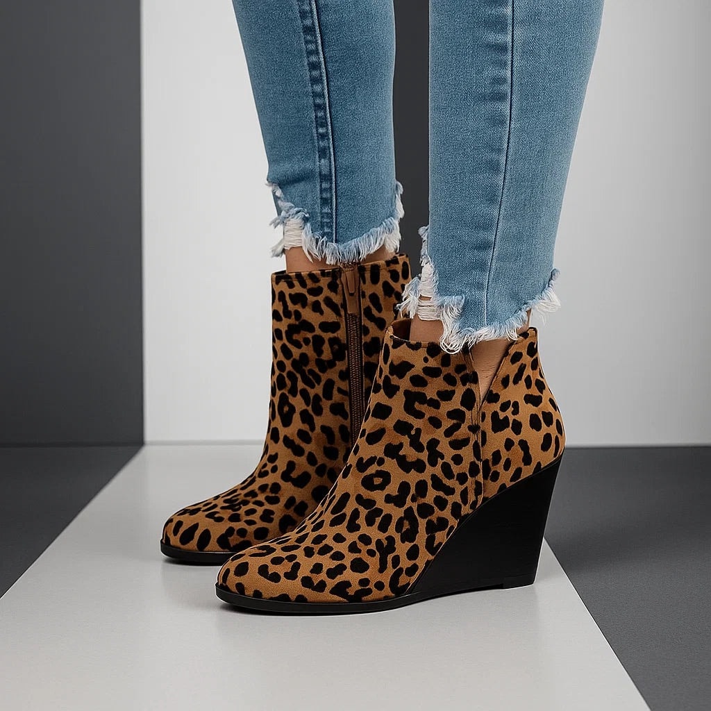 Annabelle | Women's Suede Side Zip Wedge Ankle Boots