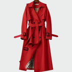 Philippa | Women's Long Trench Coat with Double Breasted Front and Belt
