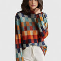 Marisol | Women's Multicolour Checkered Turtleneck Sweater