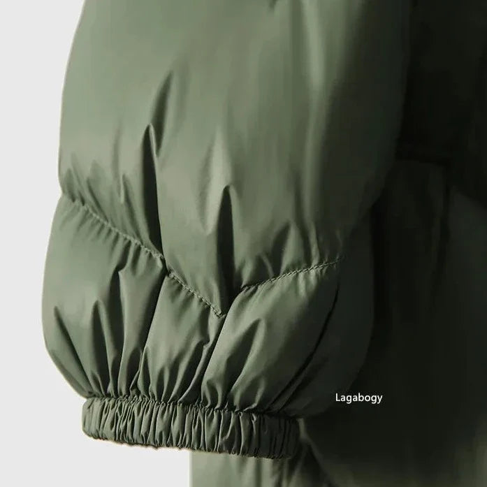 Ingrid | Women's Long Down Puffer Coat with Chevron Quilting and Hood