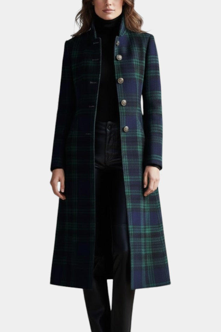 Marisol | Women's Tartan Fitted Longline Coat