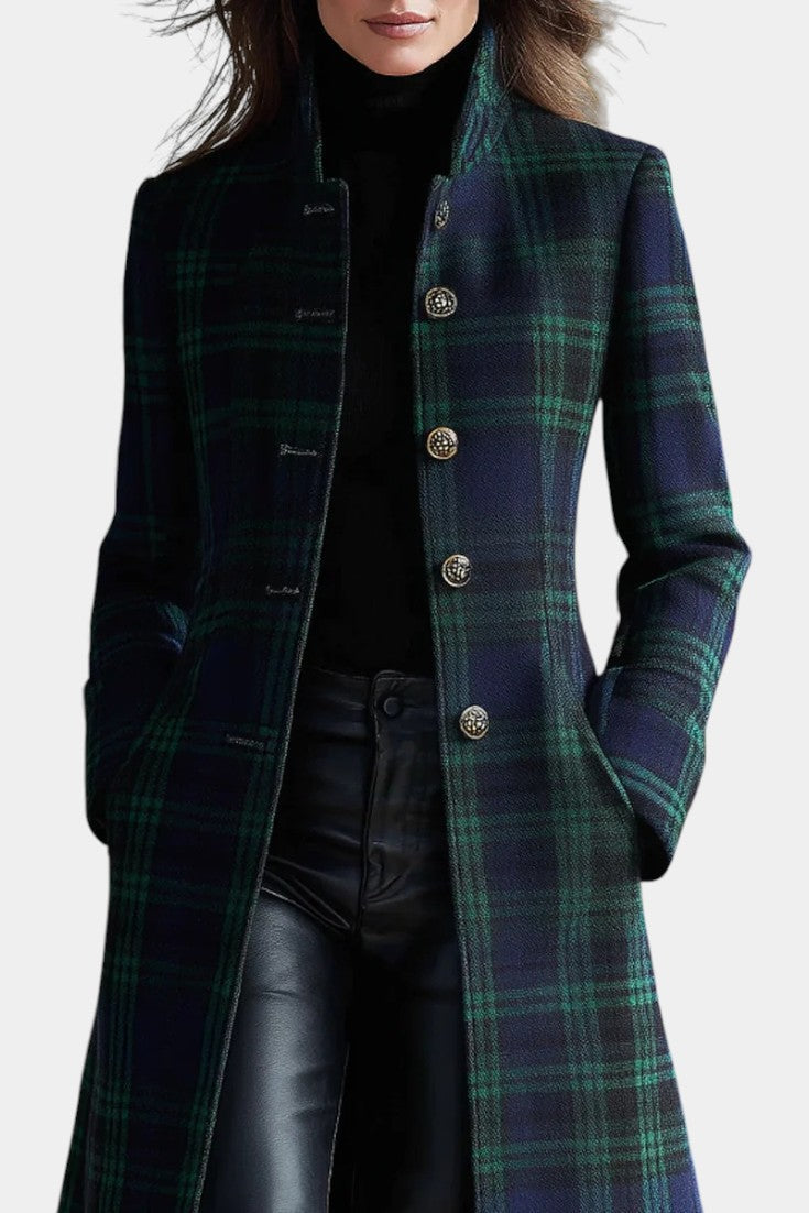 Marisol | Women's Tartan Fitted Longline Coat