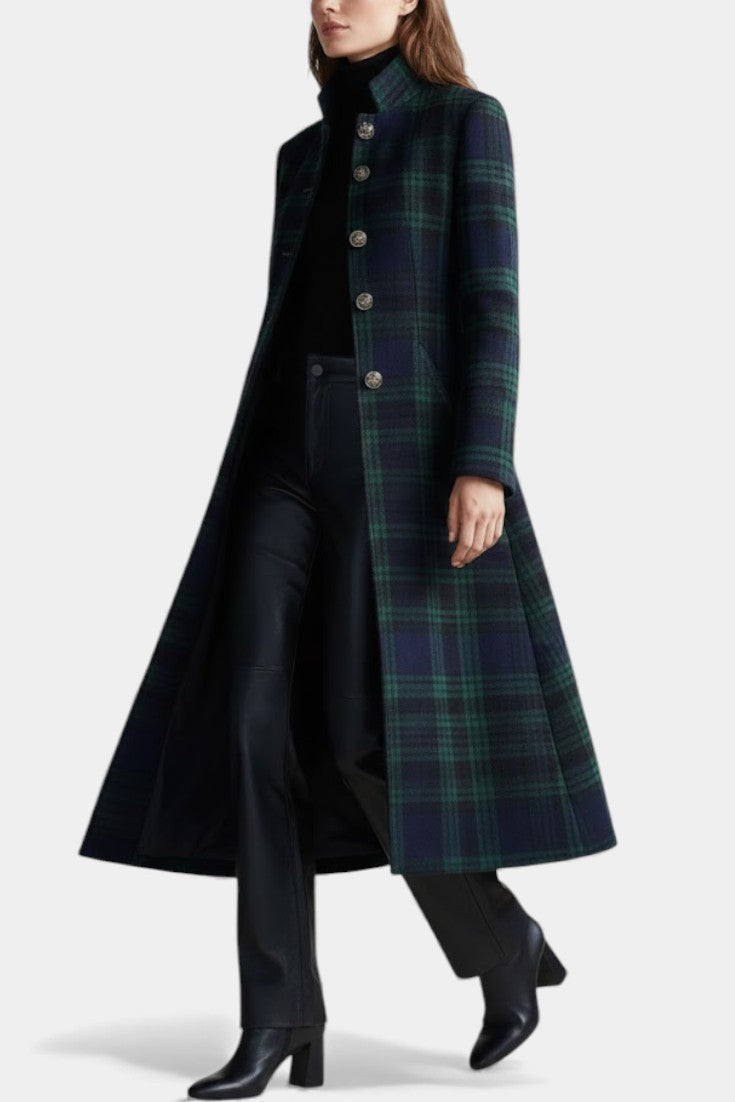 Marisol | Women's Tartan Fitted Longline Coat