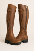 Hollis | Women's Knee High Riding Boots with Buckle Strap and Lug Sole