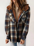 Marigold | Women’s Plaid Flannel Hooded Shacket Jacket