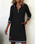 Marceline | Women's Varsity Collar Zip-Neck Sweatshirt Dress