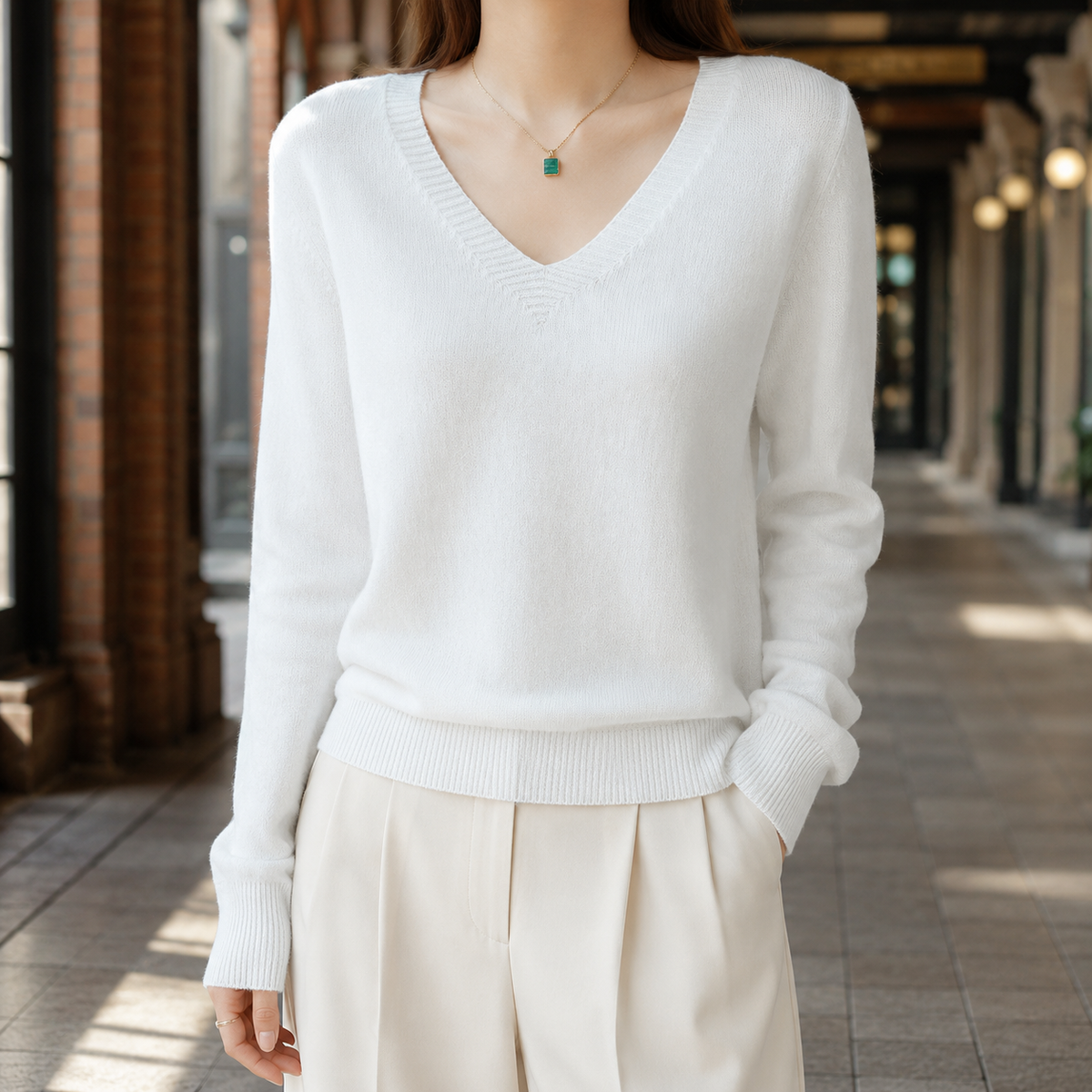 Brooklyn | Women’s Fitted Knit V Neck Sweater