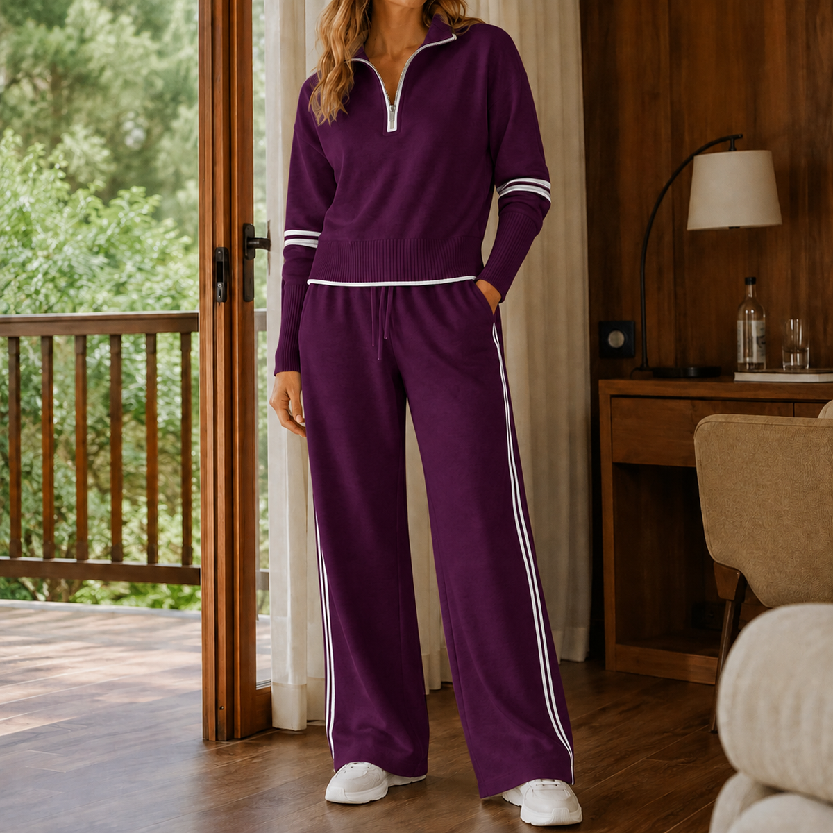 Jordyn | Women’s Quarter Zip Sweater and Pants Set