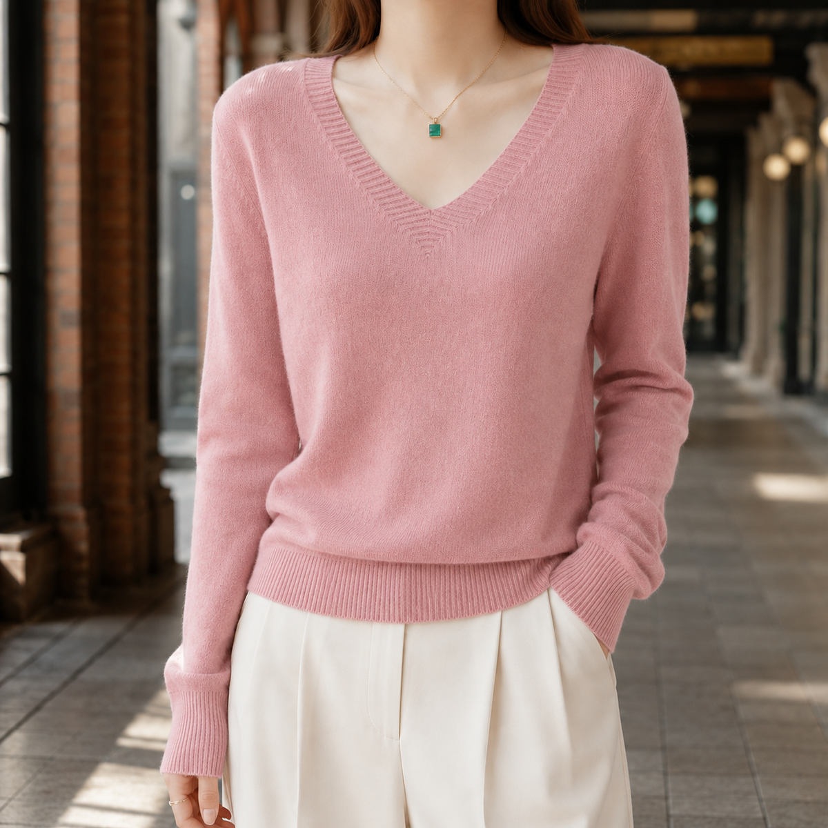 Brooklyn | Women’s Fitted Knit V Neck Sweater