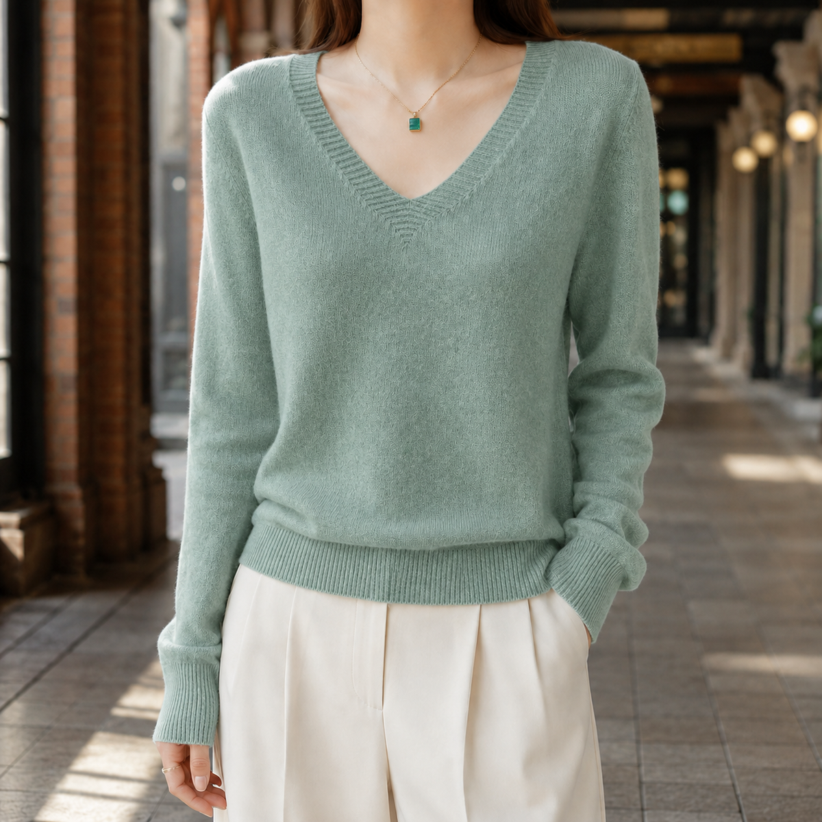 Brooklyn | Women’s Fitted Knit V Neck Sweater